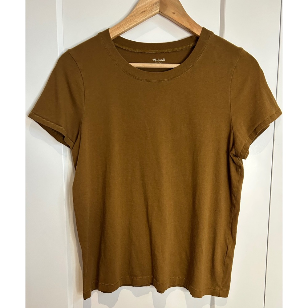Madewell Womens 100% Cotton Short Sleeve Crewneck Tee Tobacco Brown Size M Fall